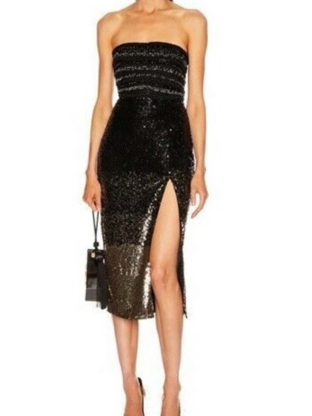 Rêve Riche Ilma Dress Black Gold Degrade Sequins